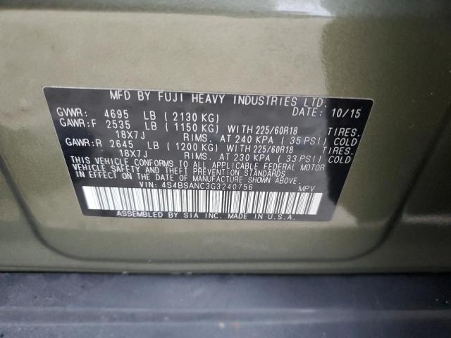 VIN 4S4BSANC3G3240756 2016 Subaru Outback, 2.5I Lim... no.14