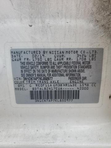 2019 NISSAN VERSA S - 3N1CN7AP7KL850977