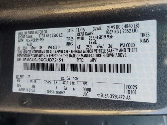 2016 FORD ESCAPE TIT - 1FMCU9J9XGUB72151