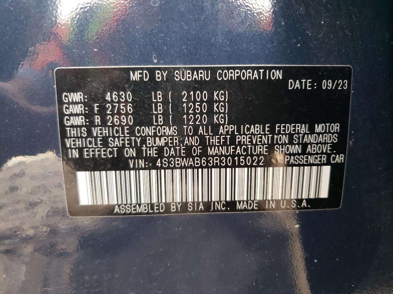 Lot #2855446669 2024 SUBARU LEGACY