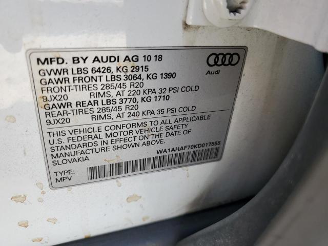 2019 AUDI Q7 PREMIUM - WA1AHAF70KD017555