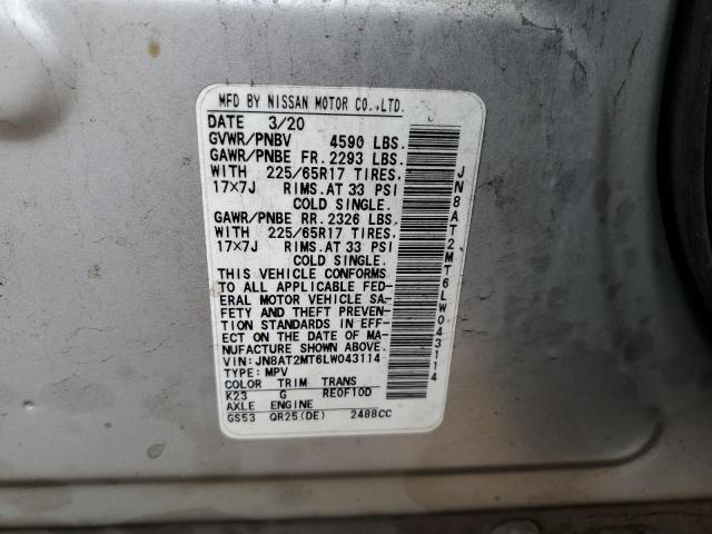 VIN JN8AT2MT6LW043114 2020 Nissan Rogue, S no.12