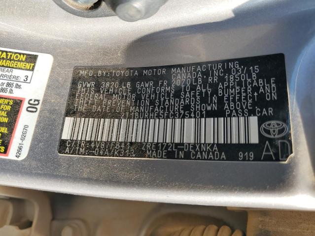 2015 TOYOTA COROLLA L - 2T1BURHE5FC375401