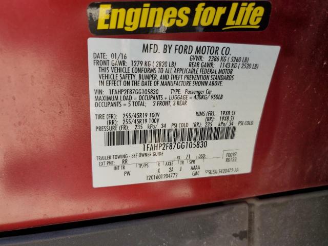 2016 FORD TAURUS LIM - 1FAHP2F87GG105830