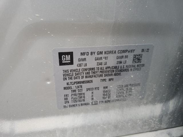 2022 CHEVROLET TRAX 1LT - KL7CJPSM8NB558626