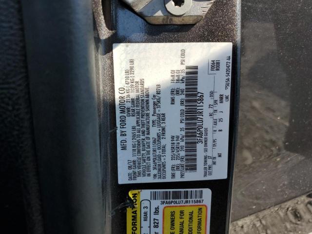 VIN 3FA6P0LU7JR115867 2018 Ford Fusion, Se Hybrid no.12