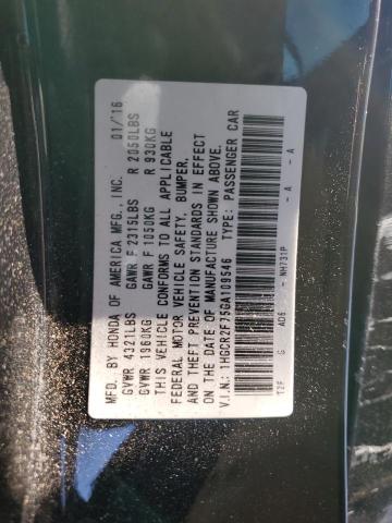 VIN 1HGCR2F75GA109546 2016 Honda Accord, EX no.12