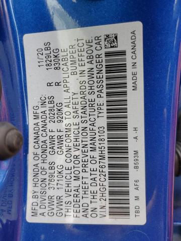 2021 HONDA CIVIC LX - 2HGFC2F67MH518103