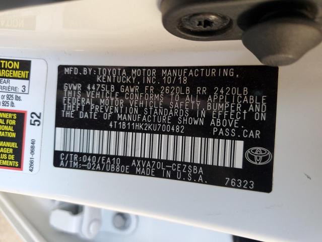 2019 TOYOTA CAMRY L - 4T1B11HK2KU700482