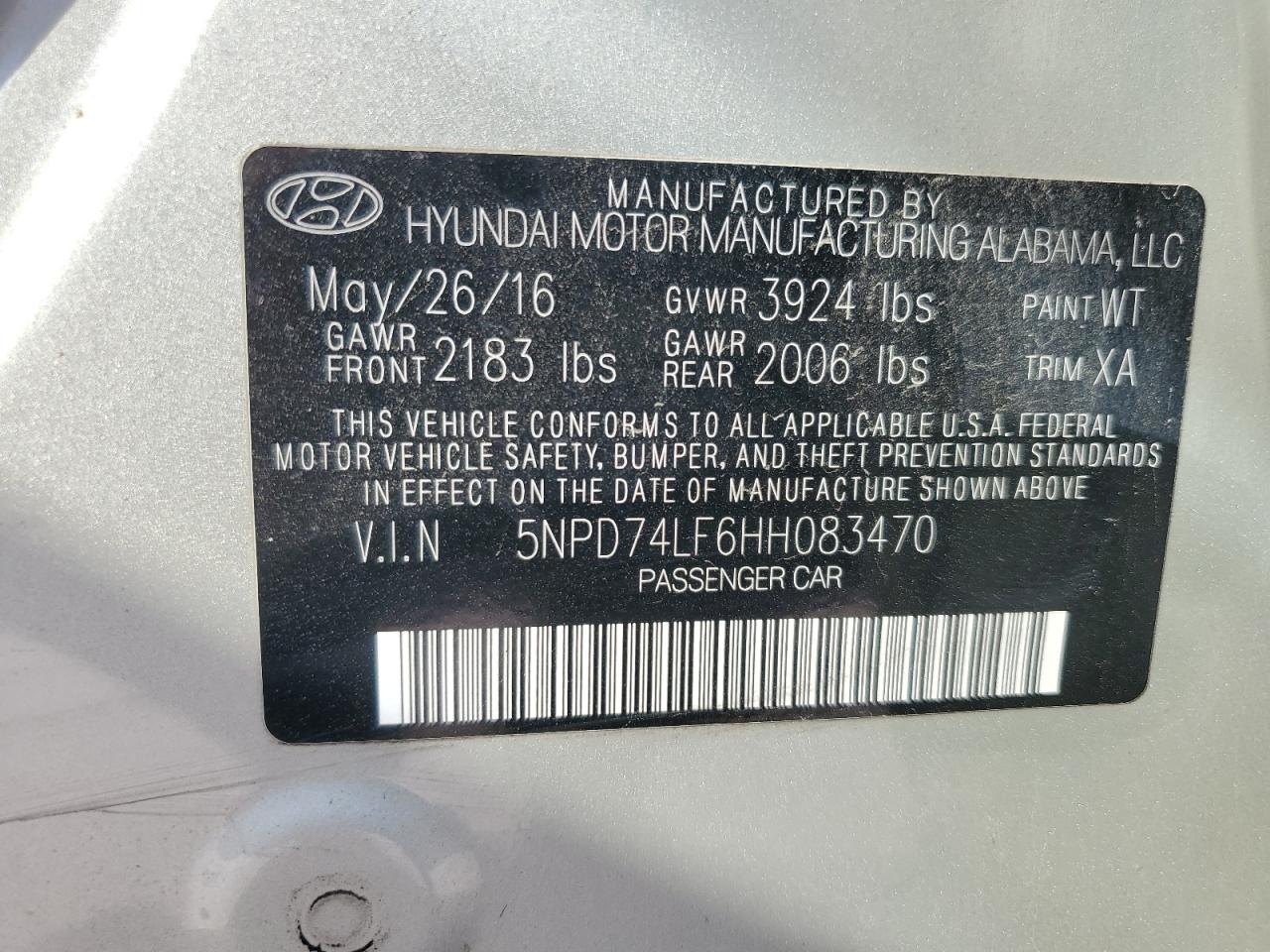 Lot #2842701273 2017 HYUNDAI ELANTRA SE