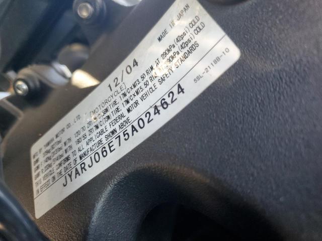 2005 YAMAHA YZFR6 L JYARJ06E75A024624