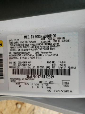 VIN 3FA6P0D92LR152399 2020 Ford Fusion, Titanium no.12