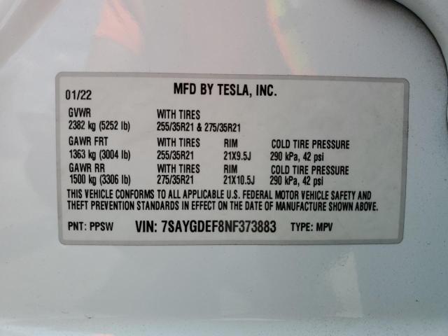 2022 TESLA MODEL Y - 7SAYGDEF8NF373883