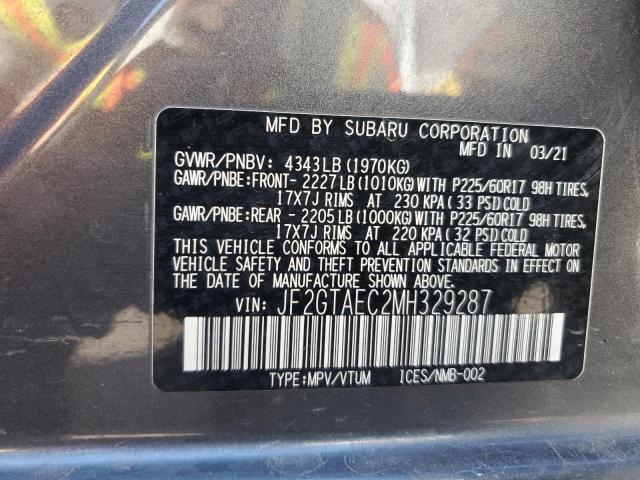 2021 SUBARU CROSSTREK - JF2GTAEC2MH329287