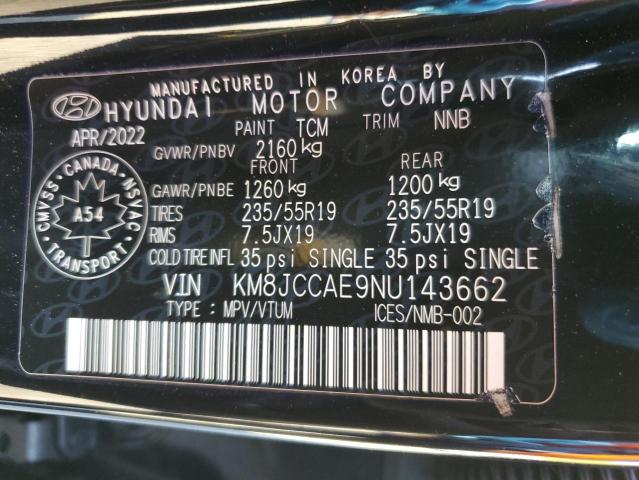 2022 HYUNDAI TUCSON SEL KM8JCCAE9NU143662  69764534