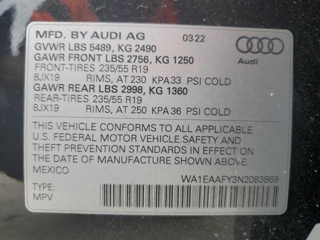 VIN WA1EAAFY3N2083869 2022 Audi Q5, Premium Plus 45 no.13