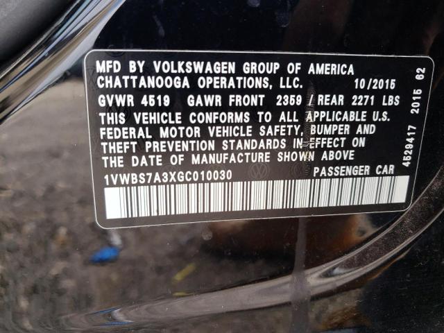 2016 VOLKSWAGEN PASSAT SE - 1VWBS7A3XGC010030