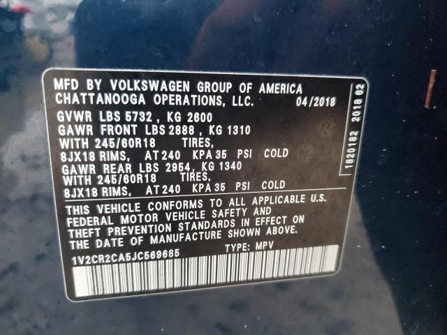 VIN 1V2CR2CA5JC569685 2018 Volkswagen Atlas, SE no.14