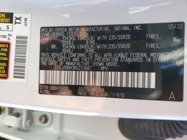 2022 TOYOTA HIGHLANDER - 5TDJZRBH3NS221887