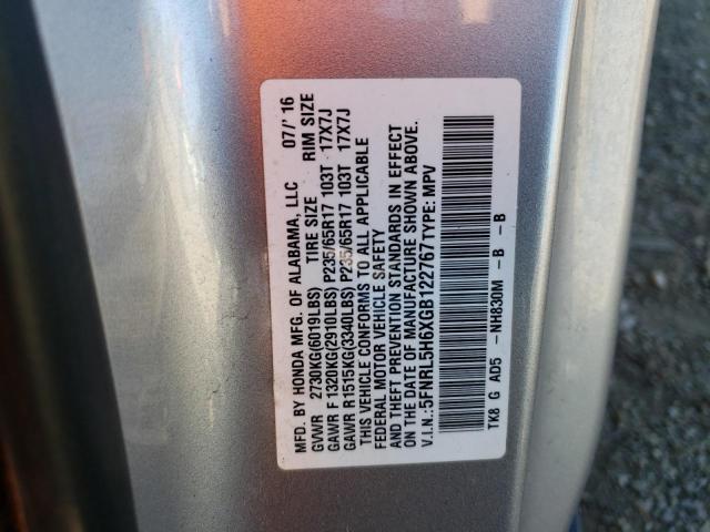 VIN 5FNRL5H6XGB122767 2016 Honda Odyssey, Exl no.13