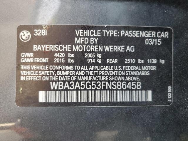 VIN WBA3A5G53FNS86458 2015 BMW 3 Series, 328 I no.12