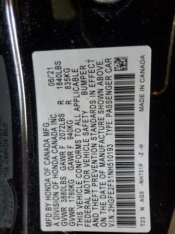 2022 HONDA CIVIC SPOR - 2HGFE2F51NH510193