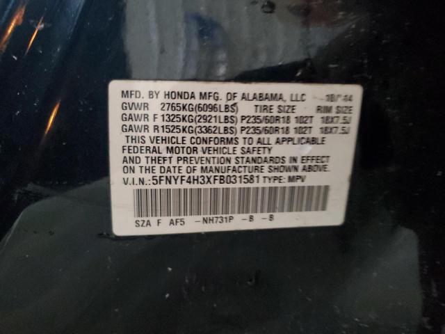 2015 HONDA PILOT SE - 5FNYF4H3XFB031581