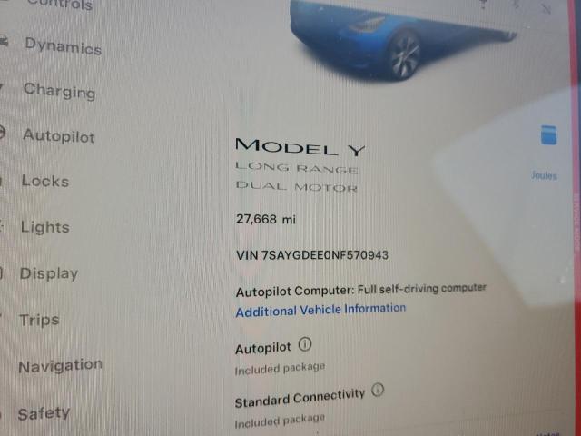 2022 TESLA MODEL Y - 7SAYGDEE0NF570943