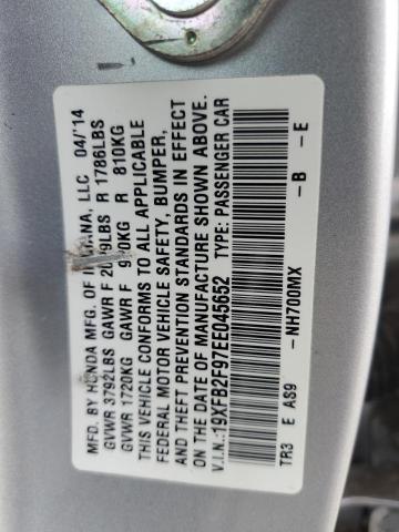 VIN 19XFB2F97EE045652 2014 Honda Civic, Exl no.12