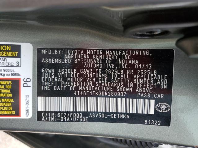 VIN 4T4BF1FK3DR280907 2013 Toyota Camry, L no.12