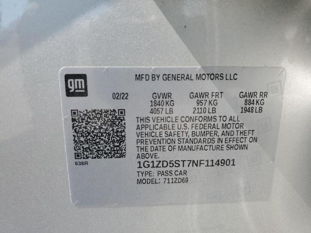 2022 CHEVROLET MALIBUMLT 1G1ZD5ST7NF114901