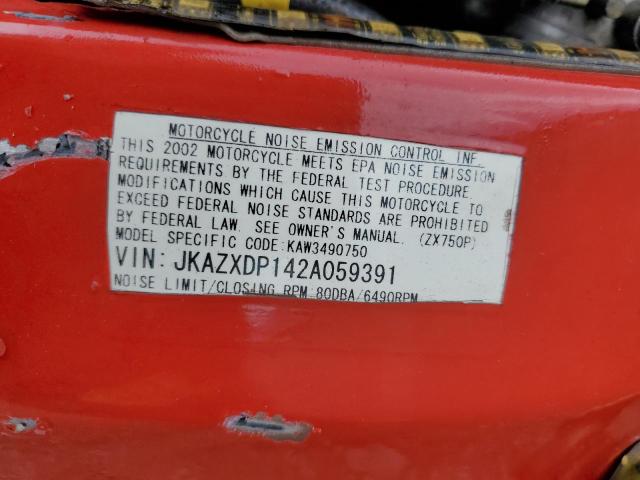 2002 KAWASAKI ZX750 P JKAZXDP142A059391
