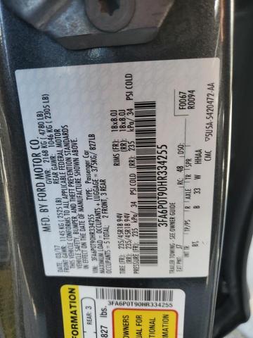 VIN 3FA6P0T90HR334255 2017 Ford Fusion, SE no.12