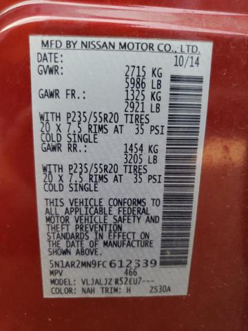 2015 NISSAN PATHFINDER - 5N1AR2MN9FC612339