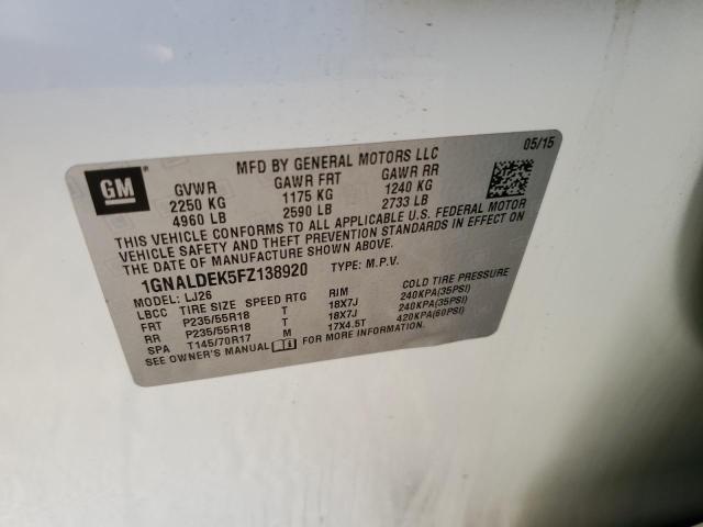 2015 CHEVROLET EQUINOX LT - 1GNALDEK5FZ138920