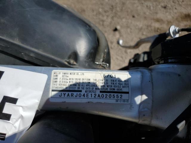 2002 YAMAHA YZFR6 L JYARJ04E12A020552