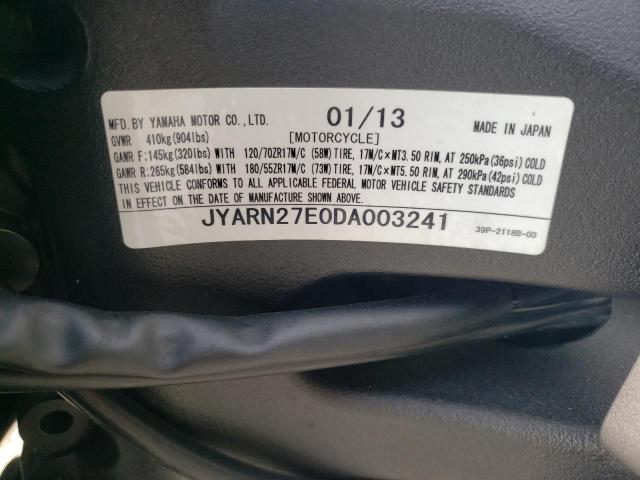 2013 YAMAHA FZ8 N - JYARN27E0DA003241