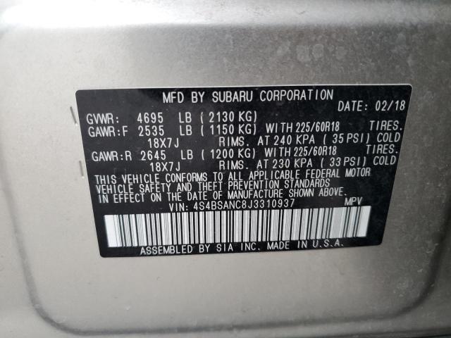 VIN 4S4BSANC8J3310937 2018 Subaru Outback, 2.5I Lim... no.13