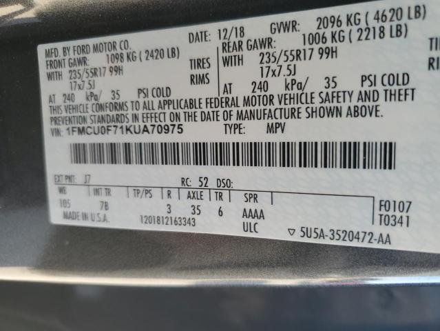 2019 FORD ESCAPE S - 1FMCU0F71KUA70975