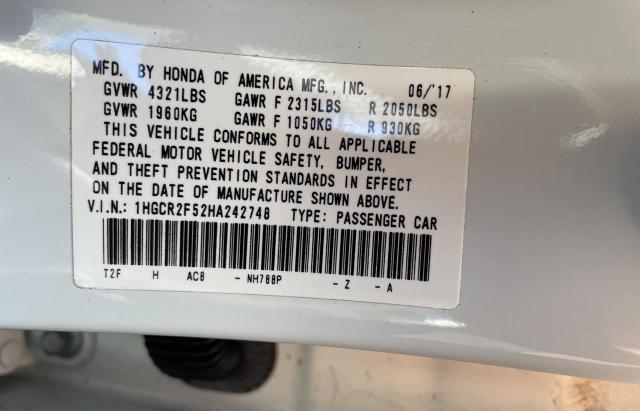 2017 HONDA ACCORD SPO 1HGCR2F52HA242748  73570634