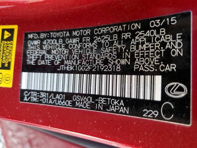 2015 LEXUS ES 350 - JTHBK1GG2F2192318