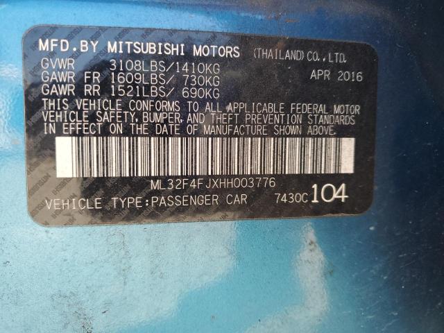 2017 MITSUBISHI MIRAGE G4 - ML32F4FJXHH003776