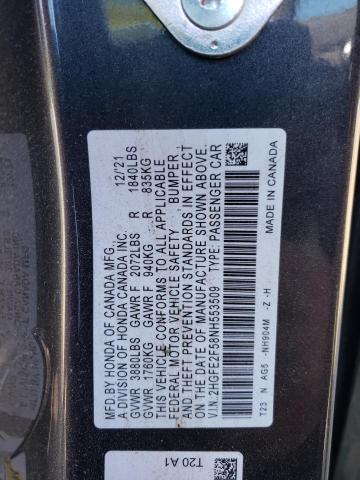 2022 HONDA CIVIC SPOR - 2HGFE2F58NH553509