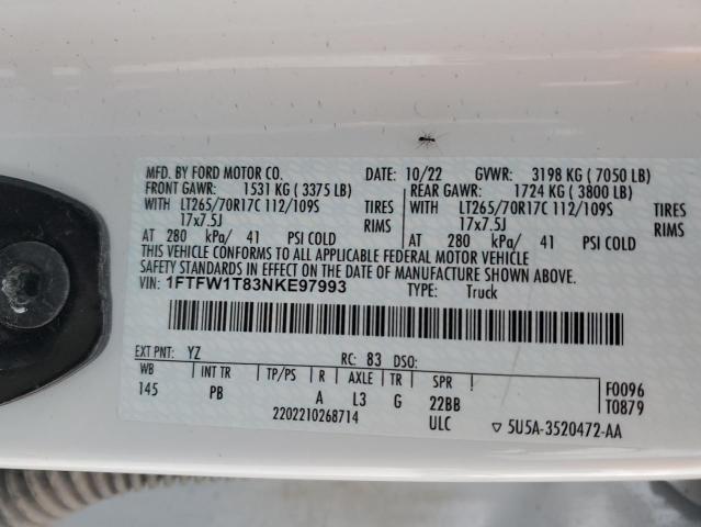 2022 FORD F150 SSV 1FTFW1T83NKE97993