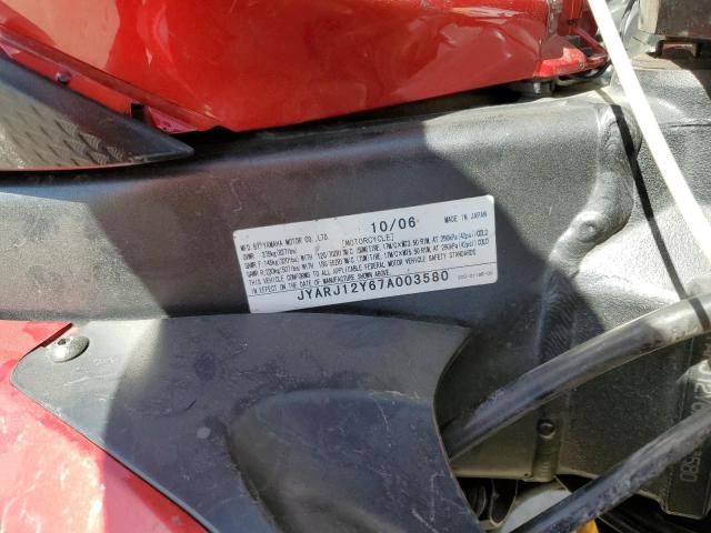 2007 YAMAHA YZFR6 L JYARJ12Y67A003580