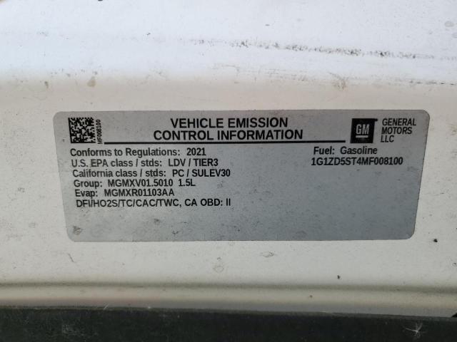 2021 CHEVROLET MALIBU LT - 1G1ZD5ST4MF008100