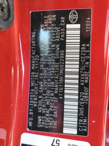 2021 TOYOTA CAMRY SE - 4T1G11BK1MU022986