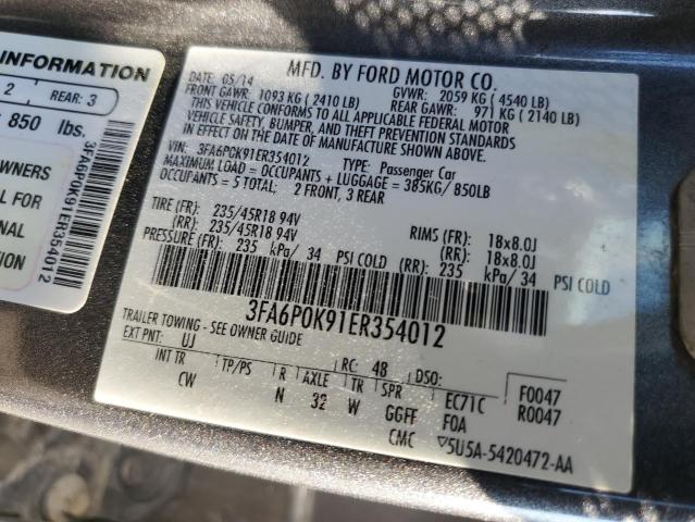 VIN 3FA6P0K91ER354012 2014 Ford Fusion, Titanium no.12