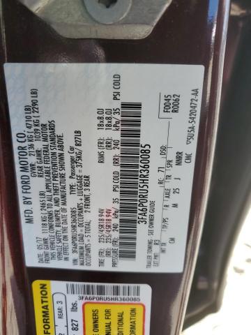 2017 FORD FUSION TIT - 3FA6P0RU5HR360085