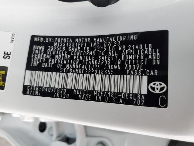 VIN 5YFB4MDE2PP018655 2023 TOYOTA COROLLA no.12